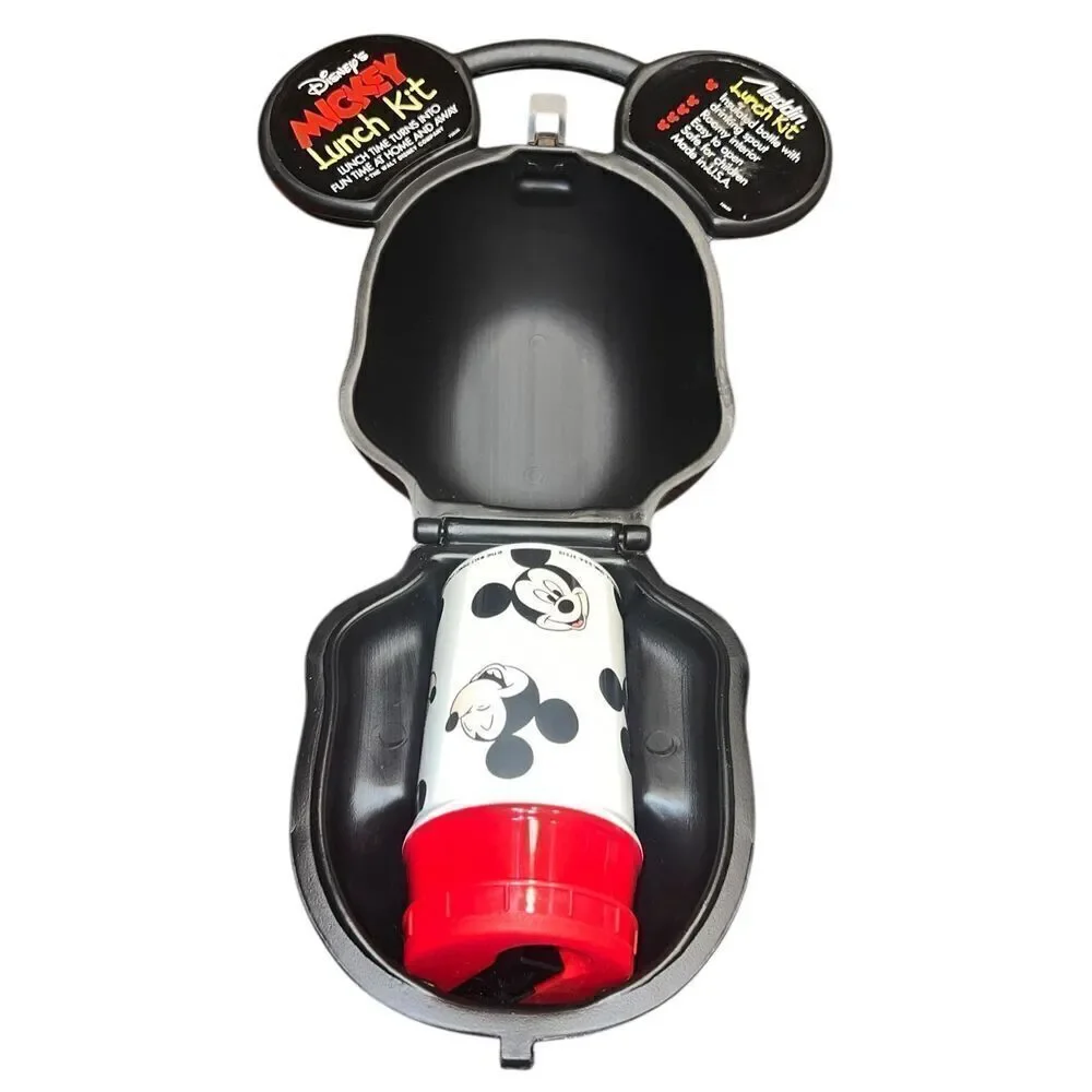 Disney Mickey Mouse Head Lunch Box Kit Original Thermos Aladdin USA 1989 Vintage